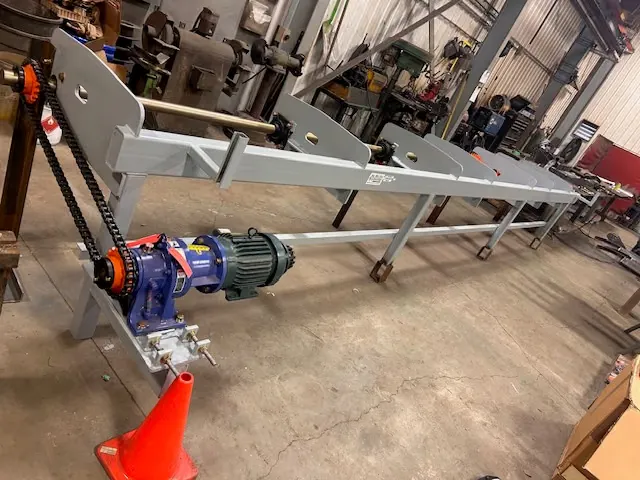 Sawmill transfer deck under construction in the shop
